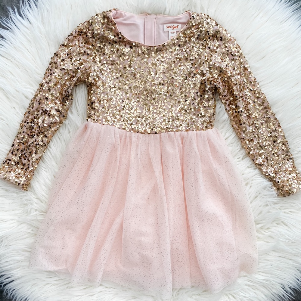 Cat & Jack Long Sleeve Sparkly and Sequined Dress